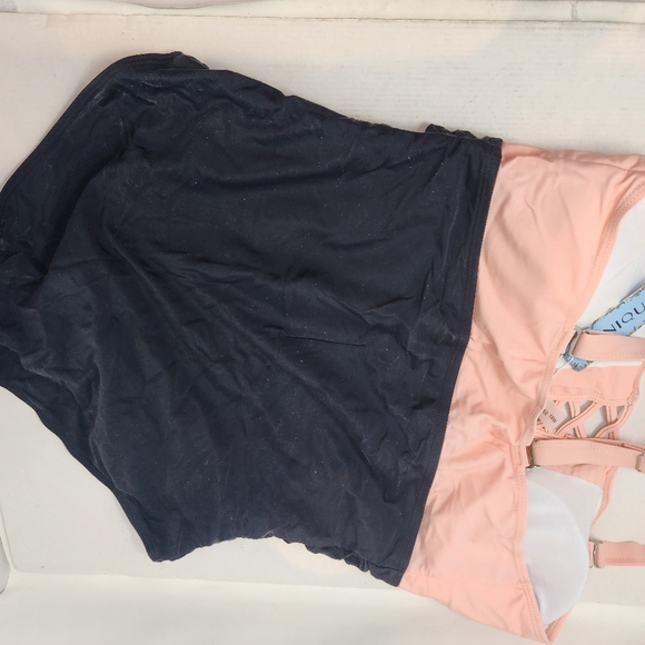 New Women's Peach Black Swimsuit One Piece Slimming Tummy Control Plus Size 18 - Picture 7 of 10